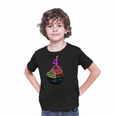 Cup cake designed 4rd Birthday Theme Kids T-shirt