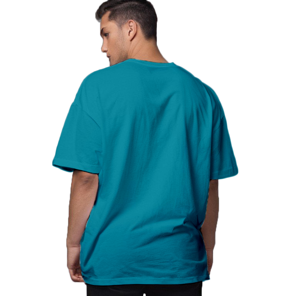 Drop Shoulder Oversized Plain Men's T-shirt - Indigo Blue