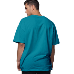 Drop Shoulder Oversized Plain Men's T-shirt - Indigo Blue