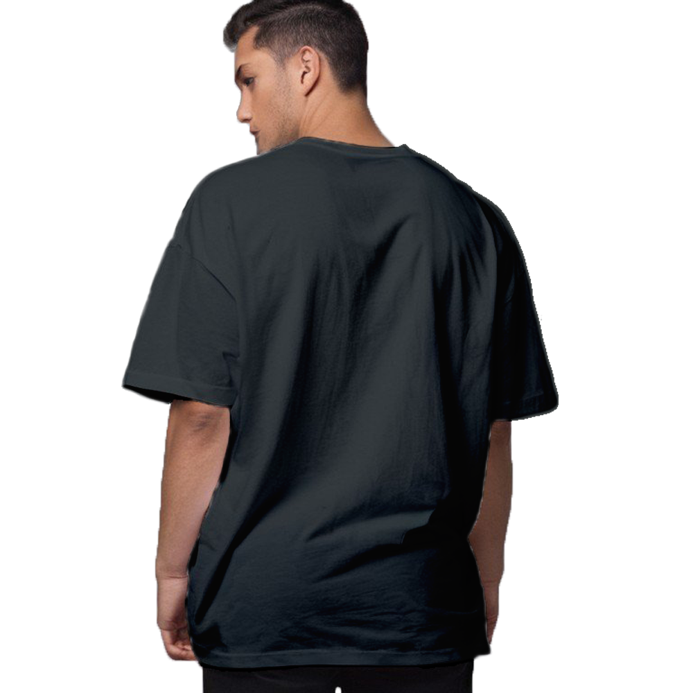 Drop Shoulder Oversized Plain Men's T-shirt in Blue Grey