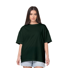 Drop Shoulder Women's Plain T Shirt-Bottle green