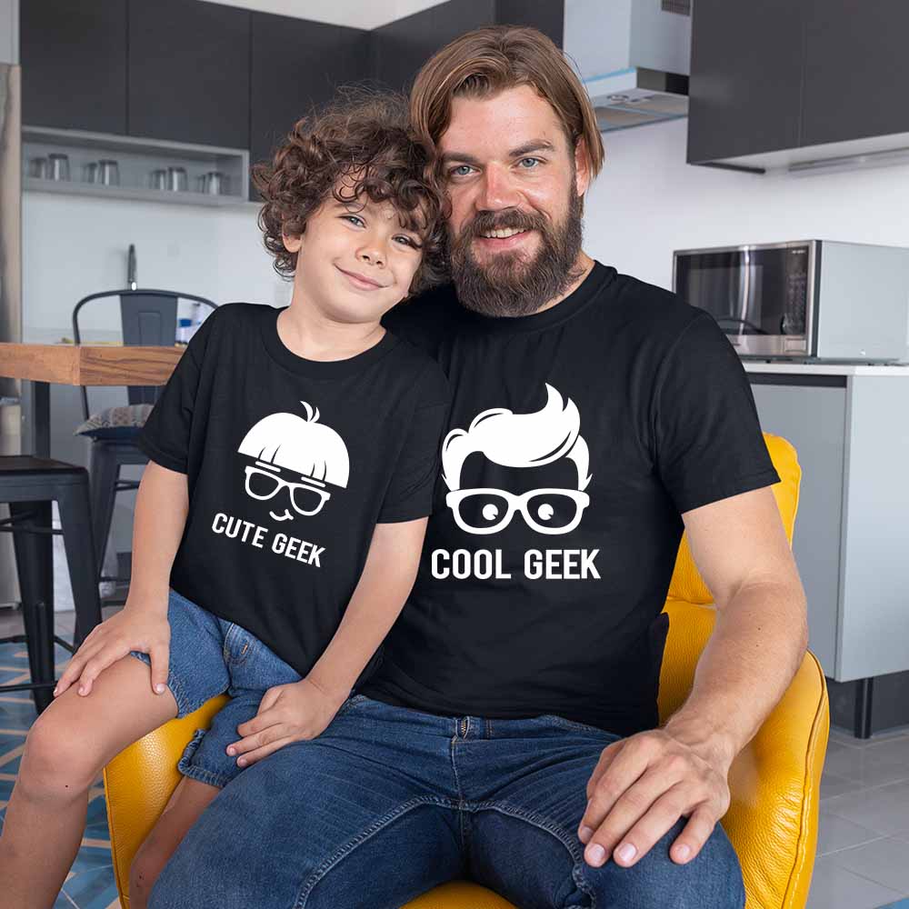 Geeky Duo Tees - Cool Geek & Cute Geek Combo Tees