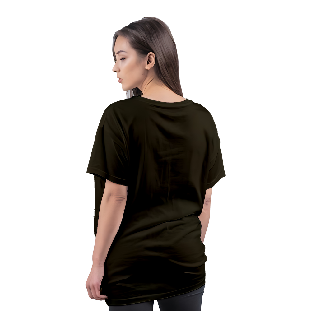 Drop Shoulder Women's Plain T Shirt-Dark olive