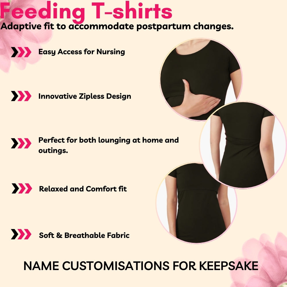 Feeding Maternity T Shirts,Nursing Round Neck Half Sleeve T Shirt