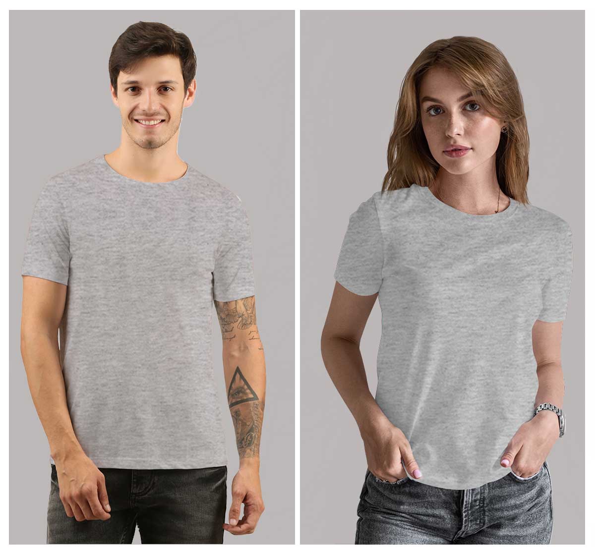 Grey Plain T-shirt-Men and Women