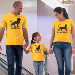 Hakuna Matata - Lion King Theme Matching Family T-Shirts Set of 3 for Mom, Dad, Son and Daughter