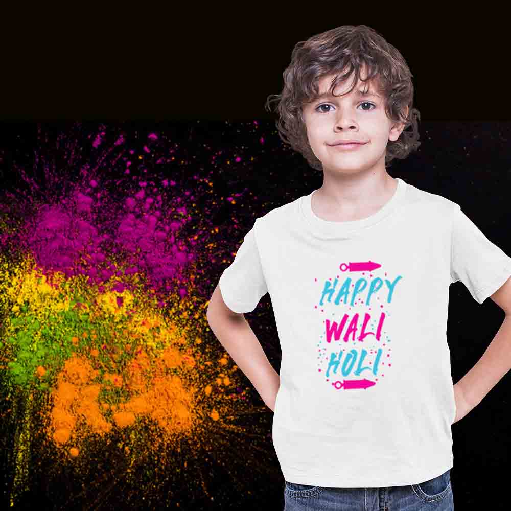 Happy Wali Holi Matching Tshirts (Set of 2 3 4 5 ) - White