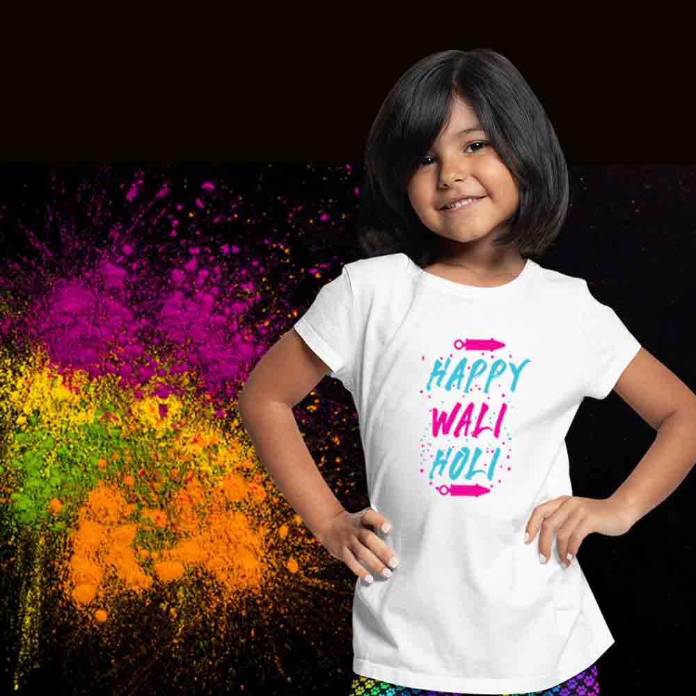 Happy Wali Holi for Girls T-Shirts