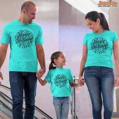 Happy Holidays Vacation Family T-Shirts Set of 3, 4 and 5 for Mom, Dad, Daughter and Son