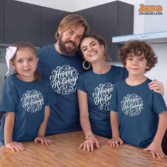Happy Holidays Vacation Family T-Shirts Set of 3, 4 and 5 for Mom, Dad, Daughter and Son