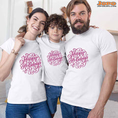 Happy Holidays Vacation Family T-Shirts Set of 3, 4 and 5 for Mom, Dad, Daughter and Son