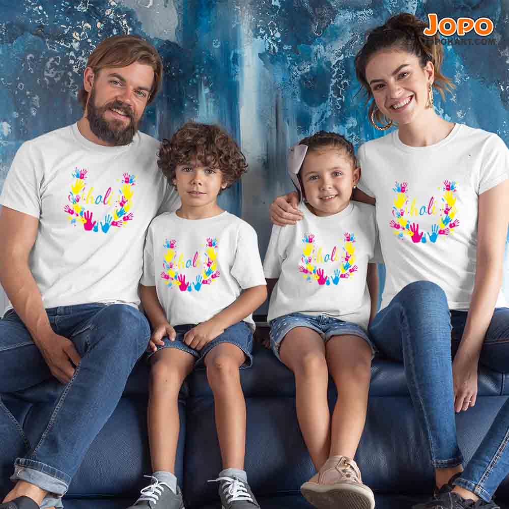 Holi Matching Tshirts (Set of 2 3 4 5 ) - White