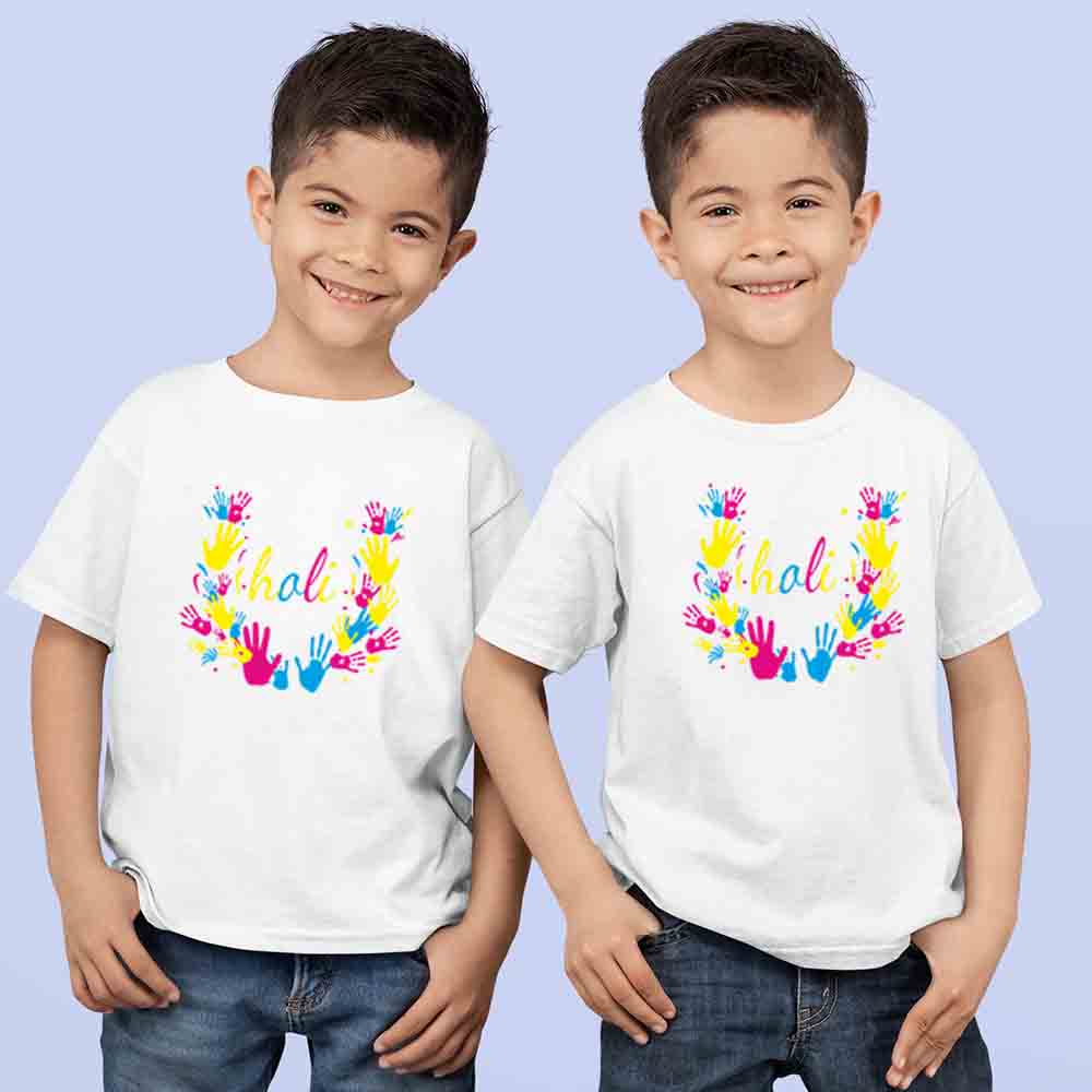 Holi Matching Tshirts (Set of 2 3 4 5 ) - White