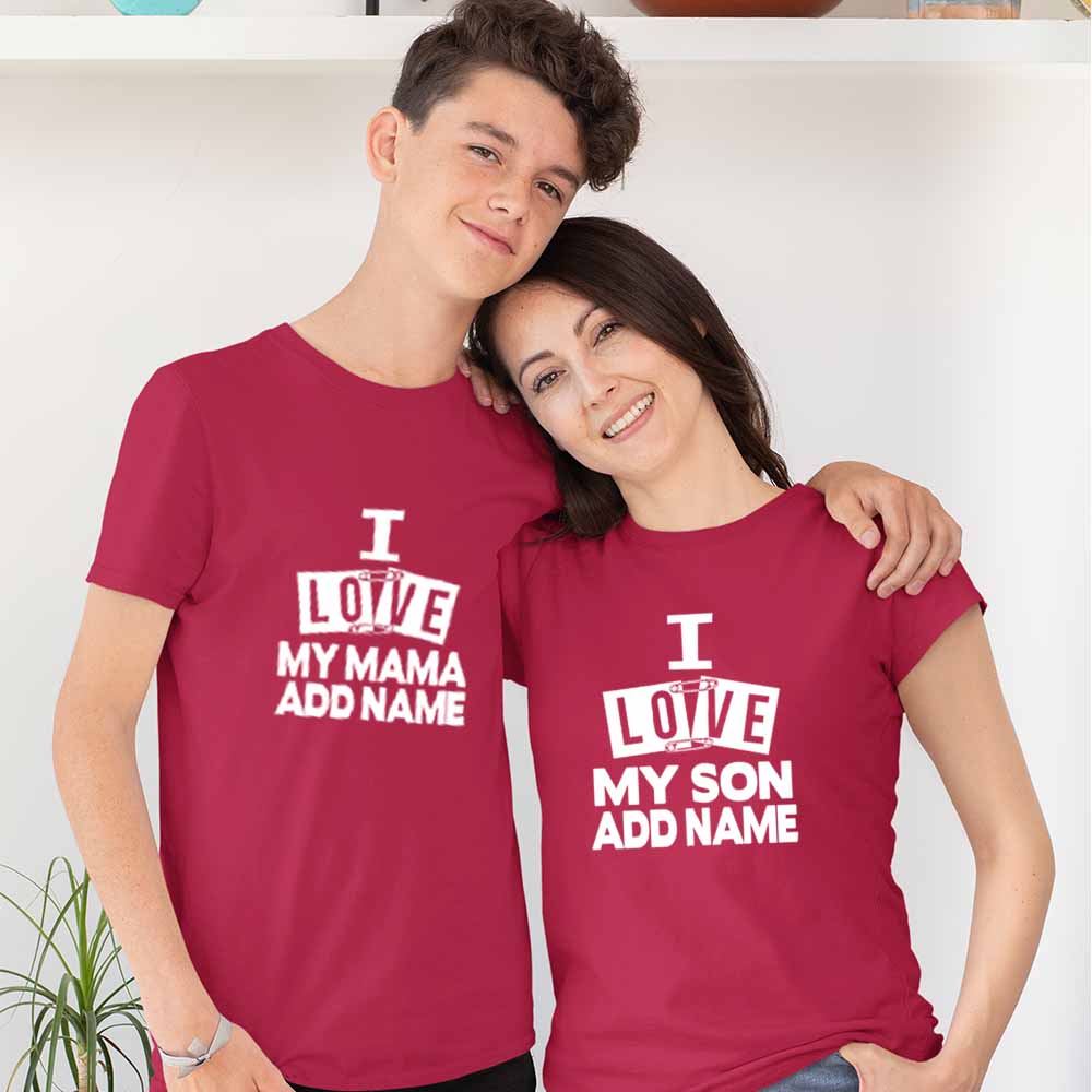 I Love My Mom & Son Customized Name