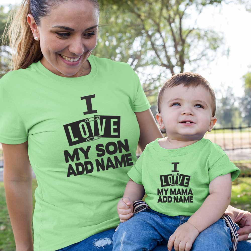 I Love My Mom & Son Customized Name
