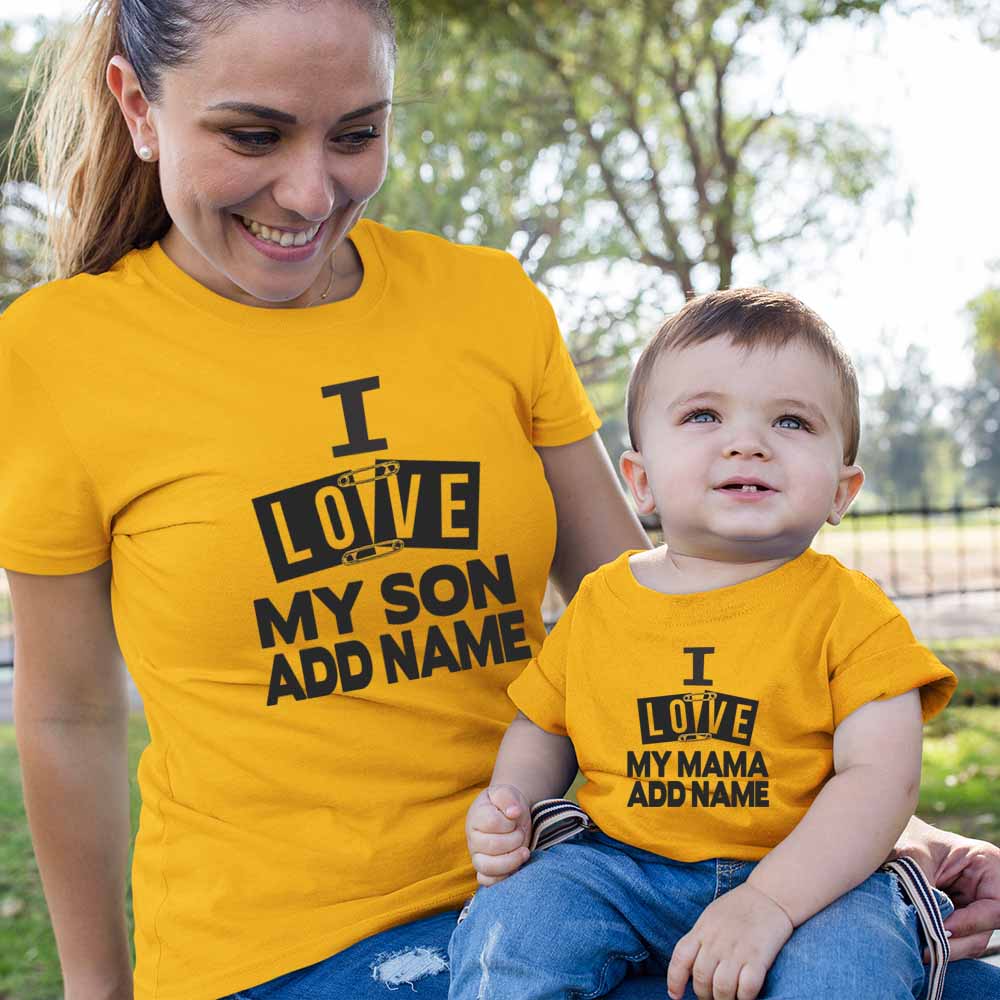 I Love My Mom & Son Customized Name