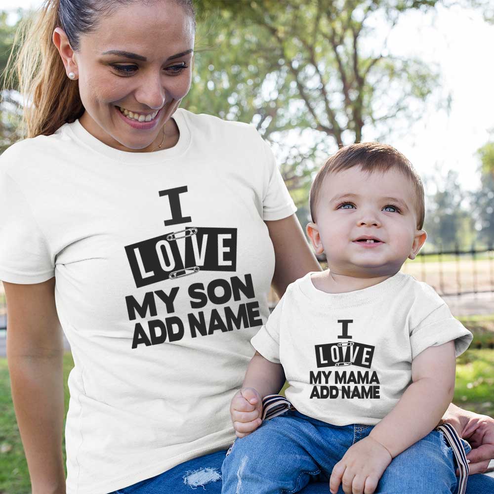 I Love My Mom & Son Customized Name