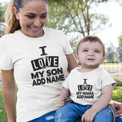 I Love My Mom & Son Customized Name
