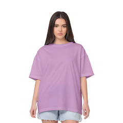 Drop Shoulder Women's Plain T Shirt-Lavender