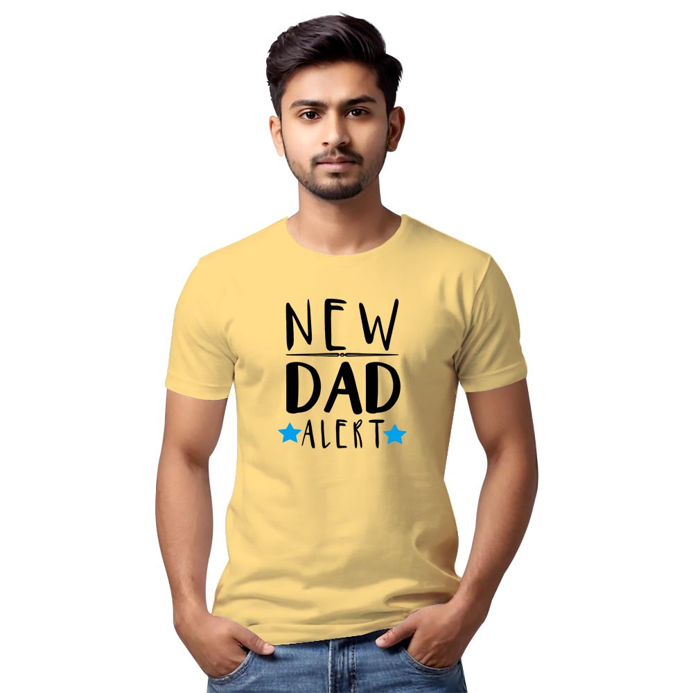 Dad To Be Print T Shirt- Lite Yellow