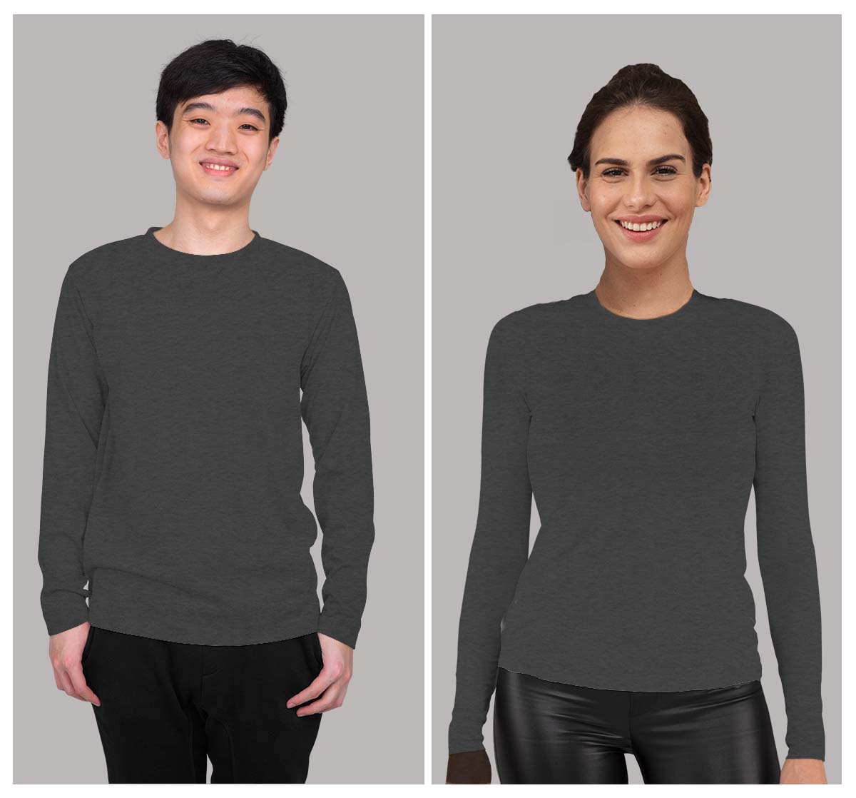 Charcoal Plain T-shirt for Men and Women Full Sleeve