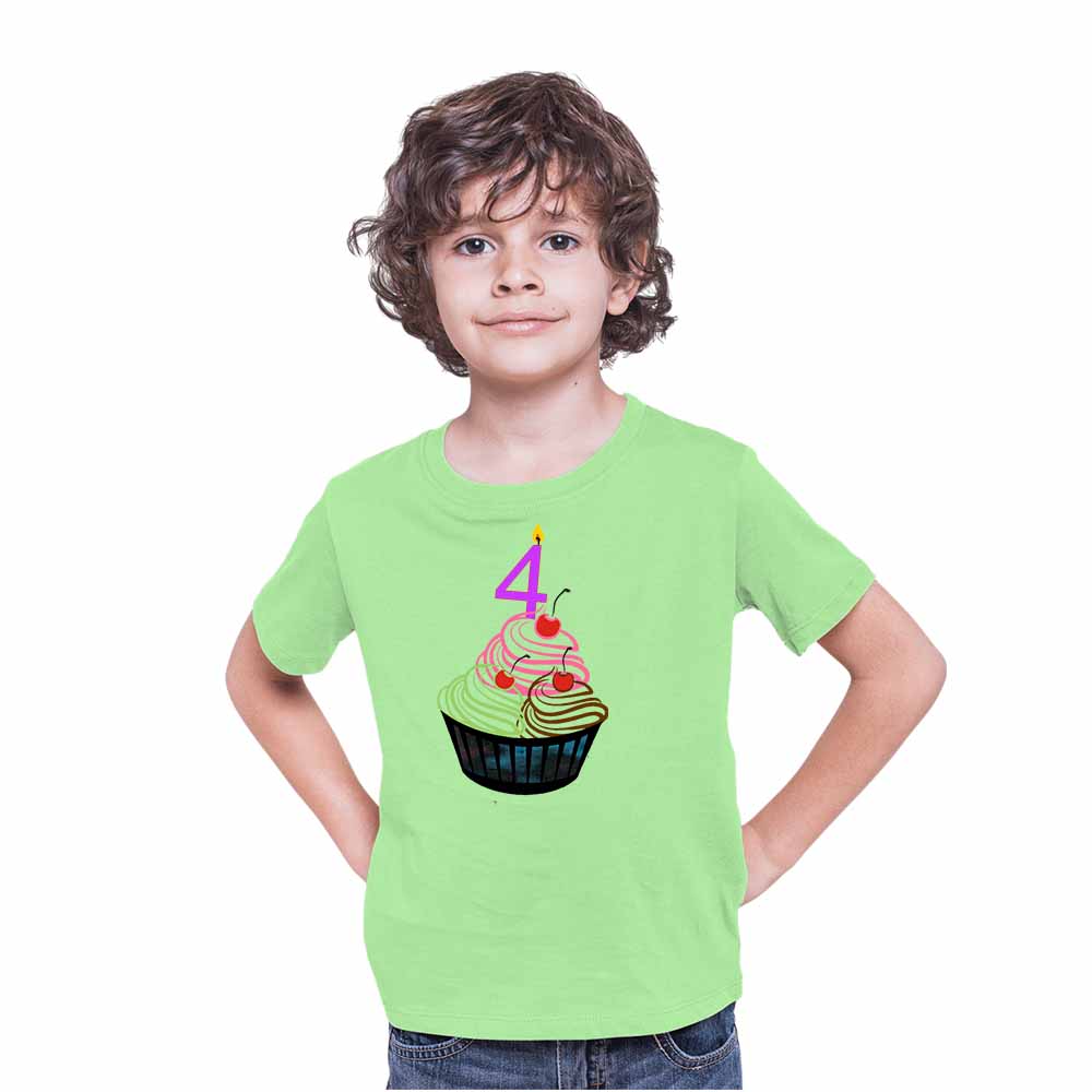 Cup cake designed 4rd Birthday Theme Kids T-shirt