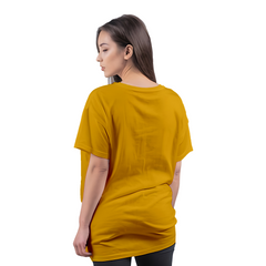 Drop Shoulder Women's Plain T Shirt-Mustard