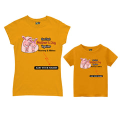 First Mother's Day Mom and kids customised T-shirts For Mustard