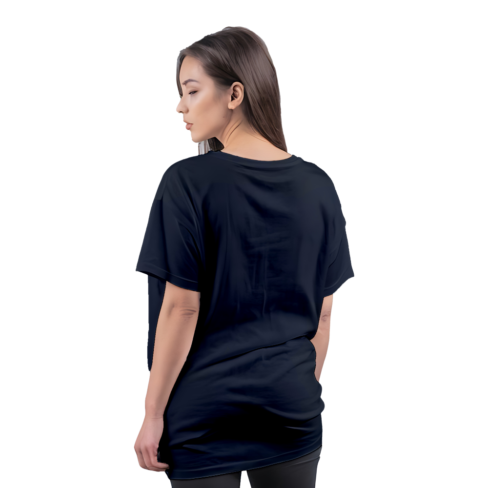 Drop Shoulder Women's Plain T Shirt-Navy blue