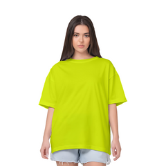 Drop Shoulder Women's Plain T Shirt-Neon green