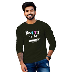 Dad To Be Print T Shirt- Olive