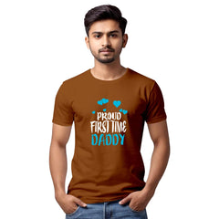 Dad To Be Print T Shirt - Peanut Brown