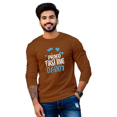 Dad To Be Print T Shirt - Peanut Brown