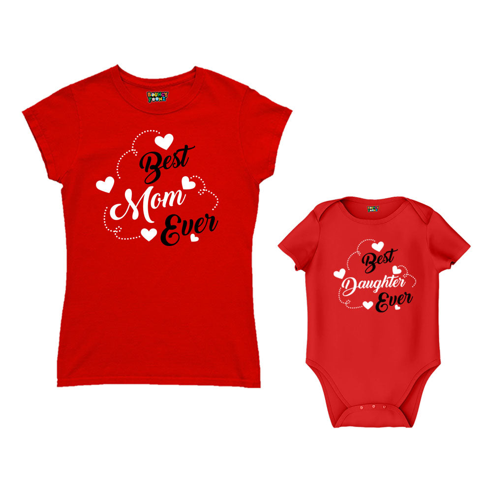 First Mother's Day customised Mom T Shirt and Romper For Red