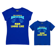 First Mother's Day Mom and kids customised T-shirts For Royal Blue
