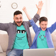 Happy Vibes - Smiling Dad and Son Combo T-Shirts